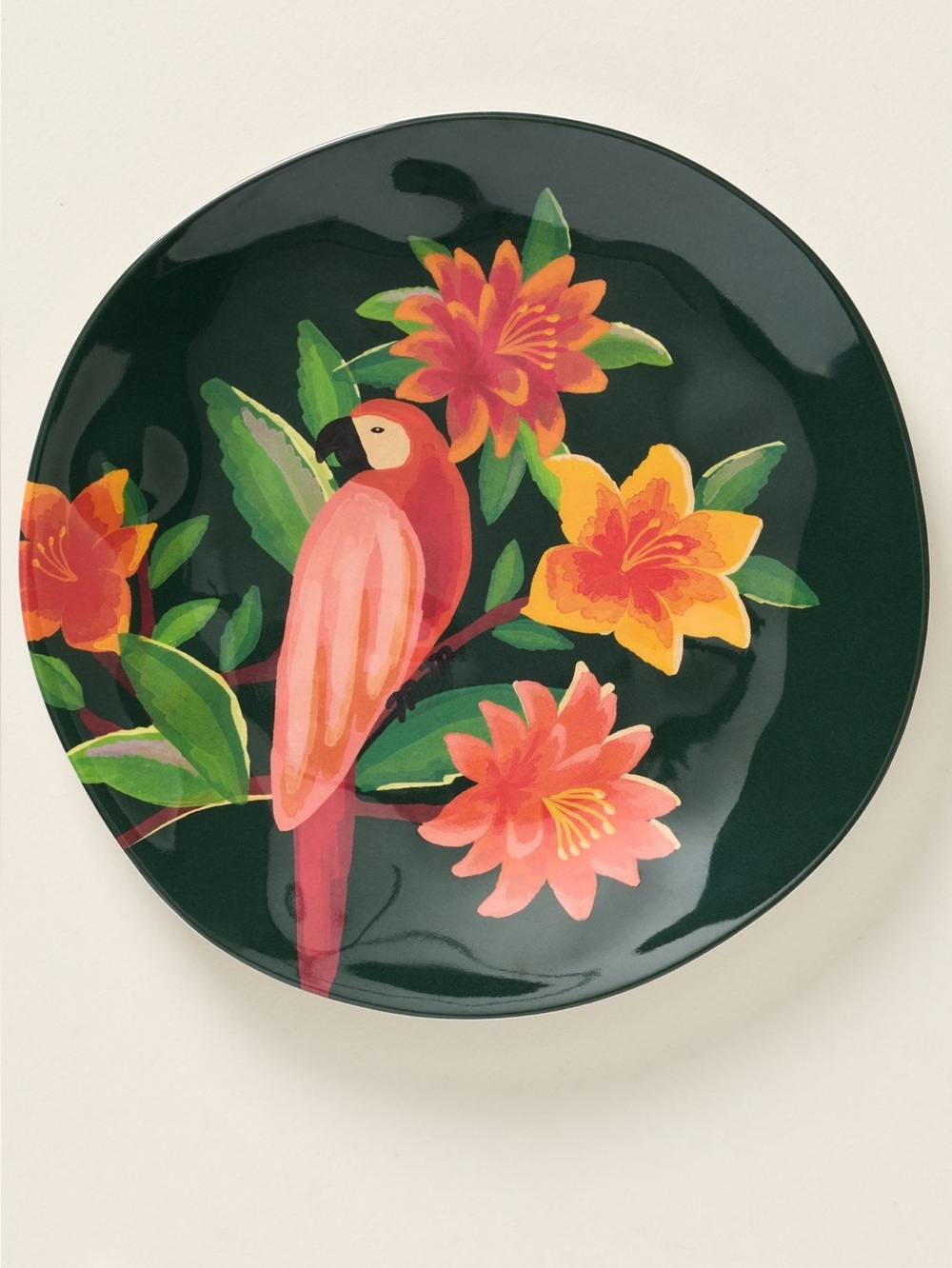 Anthropologie Melamine Plates Dessert Tropical Birds 8.5”  Farm Rio Set of 4